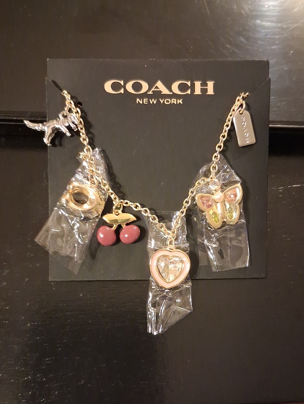 Coach Cherry Butterfly Charm Bracelet New Still With Protective Covers